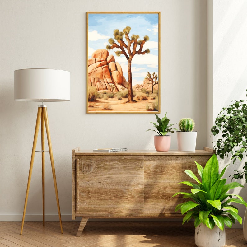 Joshua Tree National Park Watercolor Print, California Desert Landscape ...