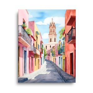Guanajuato Watercolor Print | Mexico Gift | Mexican Wall Art | Colorful Cityscape | Baroque Architecture | Mexico Poster | Colorful Street