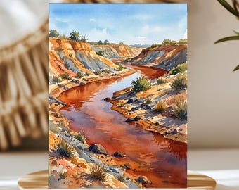 Rio Tinto Andalusia Spain Watercolor Wall Art, Print or Canvas