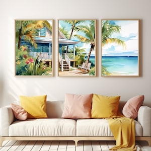 Key Largo Watercolor Print | Set of 3 | Florida Travel Gift | Tropical Beach Decor | Floridian Poster | Seaside | Coastal | Florida Keys Art