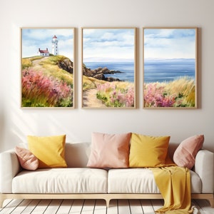 Howth Watercolor Print | Set of 3 | Ireland Travel Gift | Irish Country | Dublin | Lighthouse Wall Art | Coastal Landscape | Europe Poster