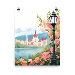 Budapest Watercolor Print | Hungary Gift | Hungarian Poster | Europe Home Decor | European Cityscape | Hungary Wall Art | Europe City Art