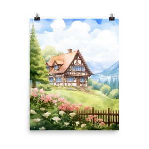 Black Forest Watercolor Print | Germany Travel Gift | German Wall Art | Deutschland | Countryside Decor | Europe Landscape | Cottage Poster