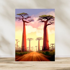 Baobabs Watercolor Print | Madagascar Gift | Africa Travel Poster | Madagascar Decor | African Landscape | Tree Wall Art | Ancient Trees