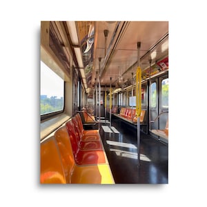 NYC Subway Seat Vintage Photo Print | NYC Poster | New York City Travel Gift | Big Apple | Transit Decor | Retro Metro Art | Train Wall Art