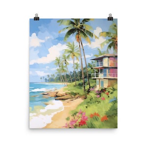 Isabela Watercolor Print | Puerto Rico Travel Gift | Puerto Rican Wall Art | Sandy Beach Decor | Caribbean Palm Tree | Coastal Landscape