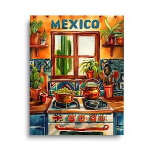 Mexican Kitchen Watercolor Print | Mexico Travel Gift | Kitchen Decor | Food Wall Art | Foodie | Culinary Poster | Latin Art | Mesoamerican