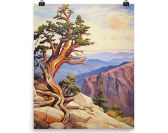 Bristlecone Pine Watercolor Print | California Travel Gift | Californian Decor | US Travel Poster | American Landscape | Trees Wall Art