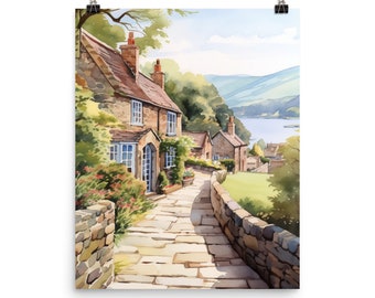 Lake District Watercolor Print | UK Travel Gift | Countryside Decor | United Kingdom | Rural Art | Cottage Poster | British | Cumbria