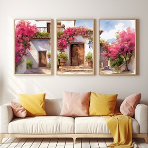 Spanish Door Watercolor Print | Set of 3 | Spain Travel Gift | European Decor | Andalusia | Mediterranean Decor | Floral Door | Spanish Art