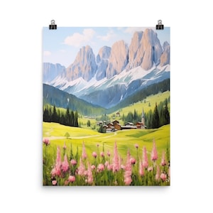 Cortina d&#39;Ampezzo Watercolor Print | Italy Travel Gift | Dolomites | Italian Art | Alpine | The Alps | Mountain Landscape Decor | Nature Art