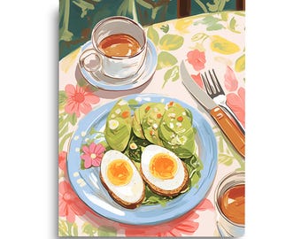 Avocado Toast Canvas Watercolor Print, Funny Kitchen Art, Foodie Gift