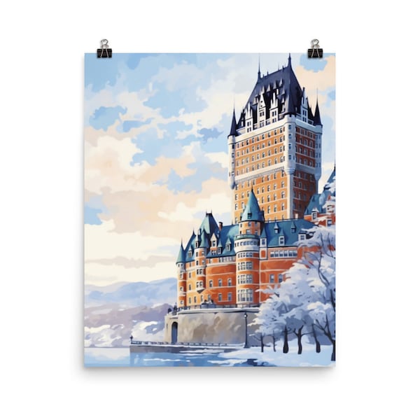 Chateau Frontenac Watercolor Print | Quebec City Travel Gift | Canada Home Decor | Canadian Castle Art | | French Renaissance Architecture