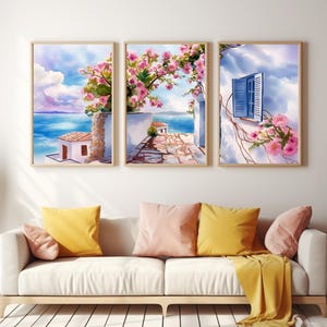 Andalusian Alleyway Watercolor Print | Set of 3 | Spain Gift | Spanish Wall Art | Andalusia | Coastal Home Decor | Espana | Seaside Painting