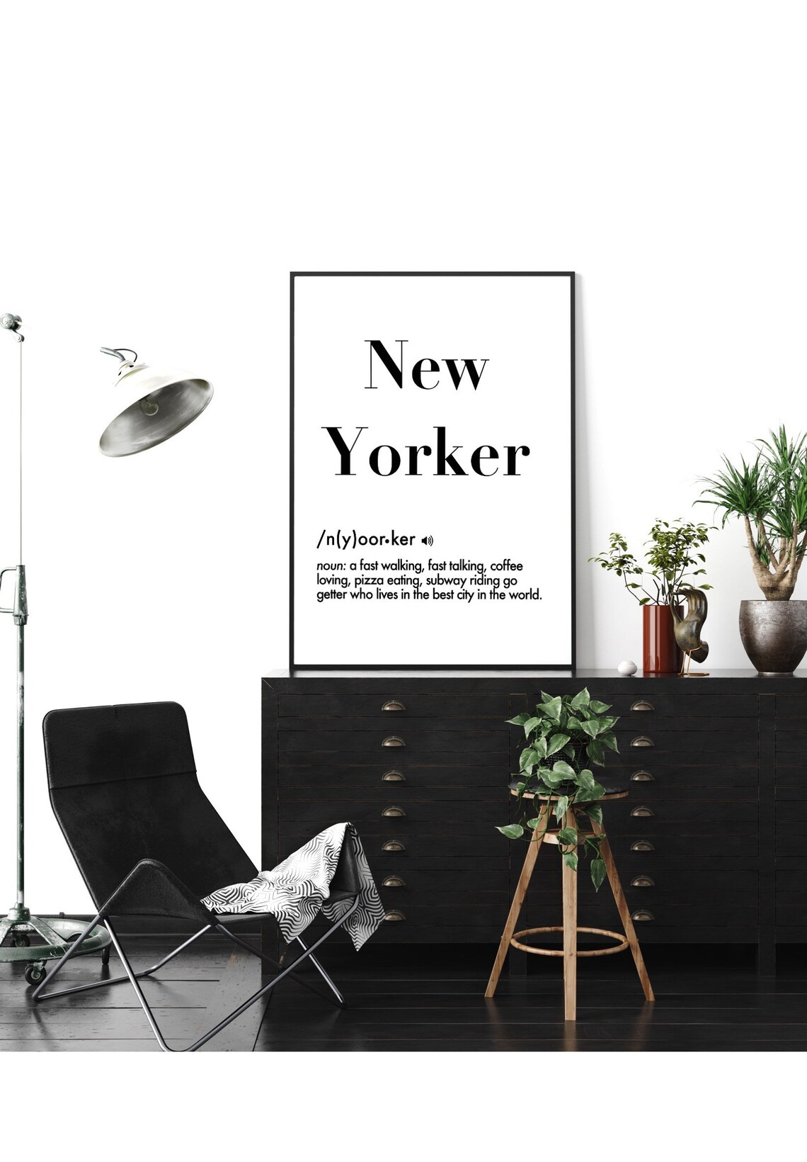 New Yorker Typography Digital Poster Print Sign Instant  Etsy