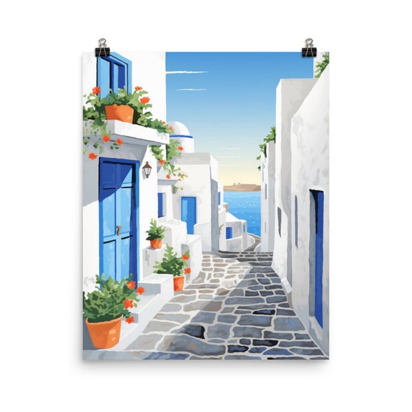 Kos Watercolor Print | Greece Travel Gift | Greek Decor | Dodecanese islands | Aegean Sea | Coastal Town | Seaside | Europe Travel Poster