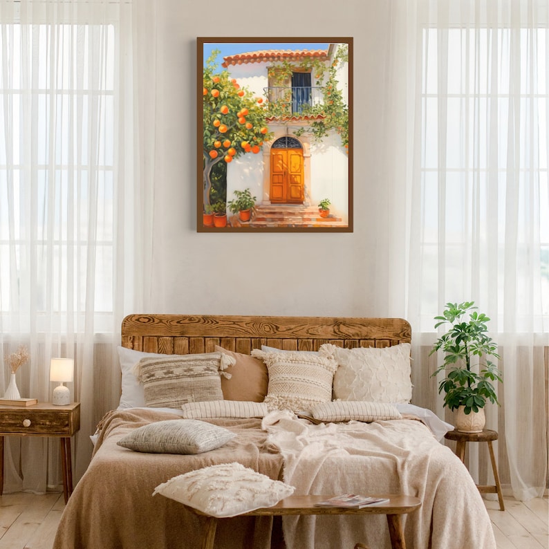 Andalusian Orange Tree Watercolor Print, Spain Wall Art, Mediterranean Home Decor, Spanish Travel Poster, European Countryside Artwork image 8