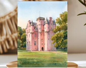 Craigievar Castle Scotland Watercolor Wall Art, Print or Canvas