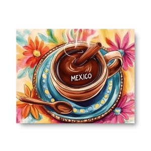Mexican Coffee Horizontal Watercolor Print | Mexico Travel Gift | Mexican Wall Art | Cafe de Olla | Coffeeshop Decor | Latin American Art