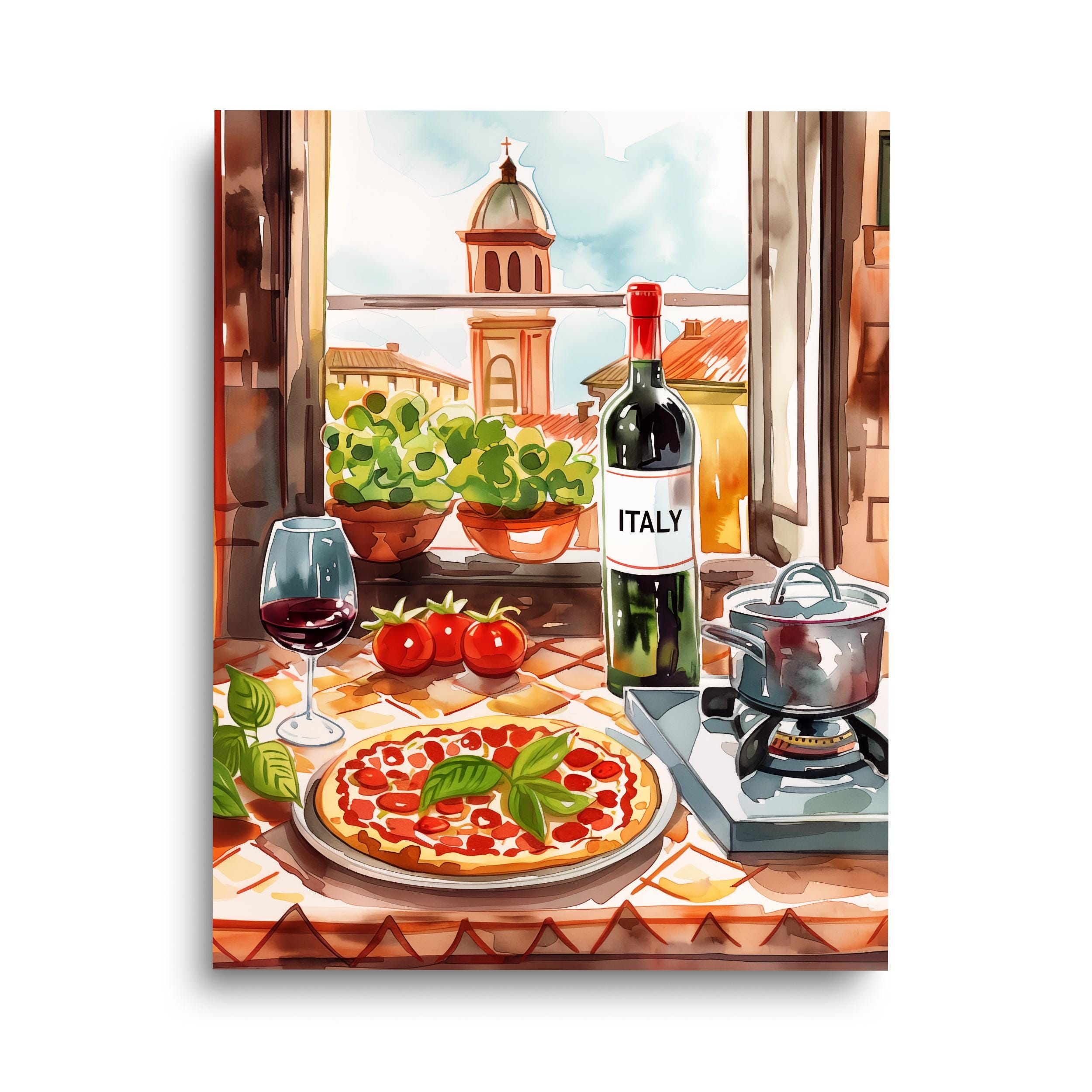 Italian Kitchen Watercolor Print | Italy Travel Gift