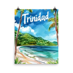 Trinidad Watercolor Print | Caribbean Wall Art | Trini Gift | Trinidad and Tobago | Trinidadian | Tropical Island Art | Coastal Beach Decor
