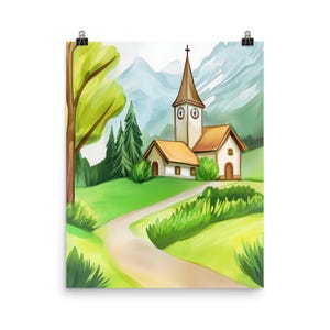 Saanen Watercolor Print | Switzerland Travel Gift | Swiss Wall Art | Mountain Landscape Decor | Europe Poster | Nature Painting | Alpine Art