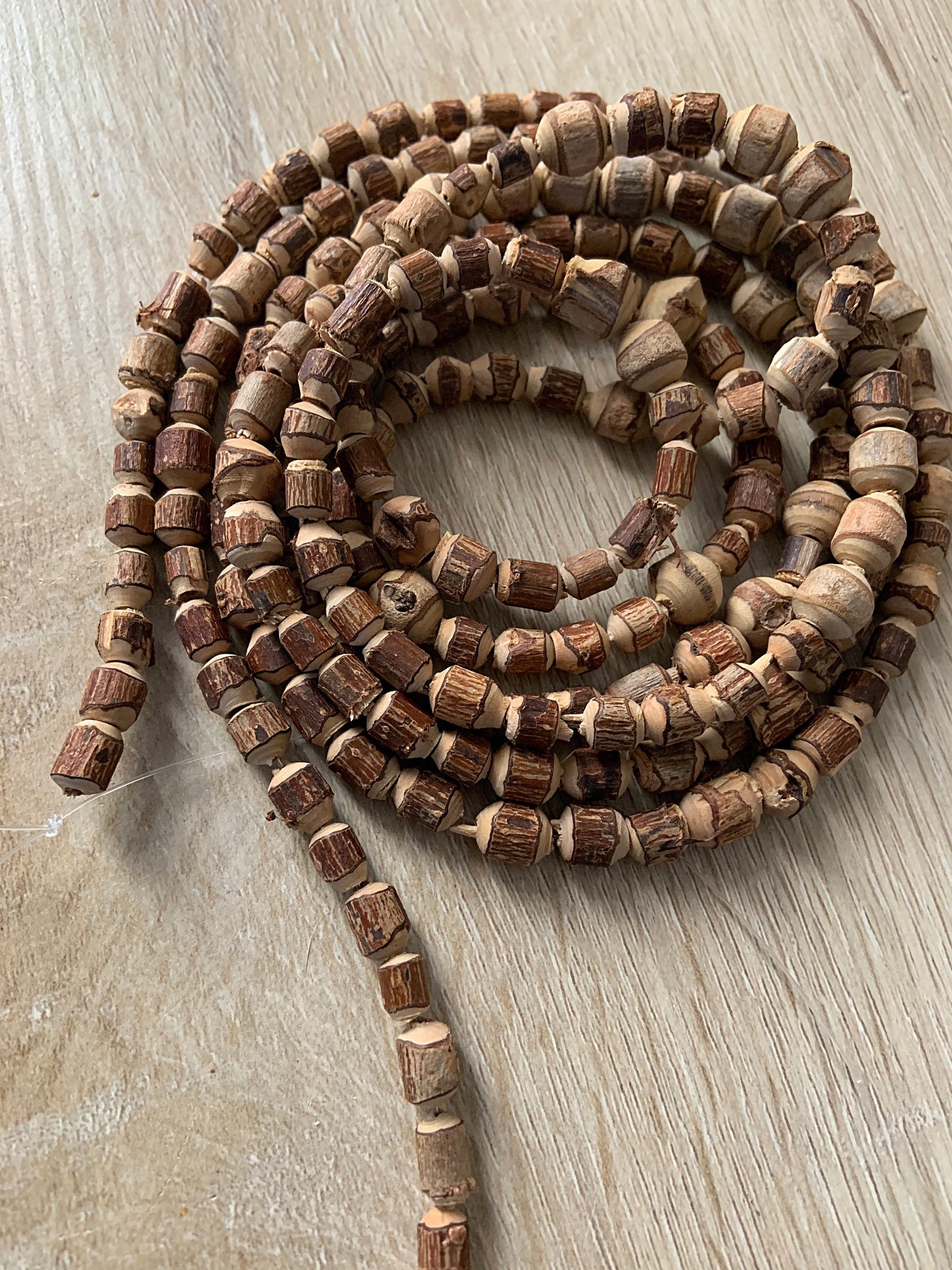 Handmade wooden bead garland extra long natural wood slices Etsy