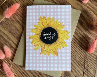 thinking of you | thoughtful card | Sunflower card | Sympathy card | Sending hugs | yellow | Flower