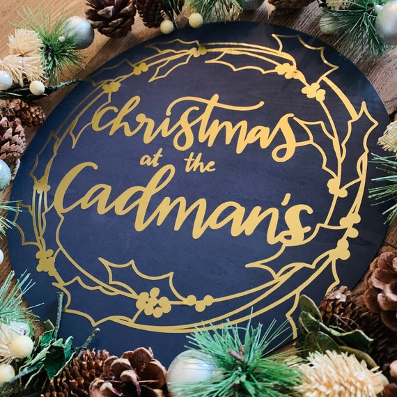 Personalised Christmas family name plaque wall decor