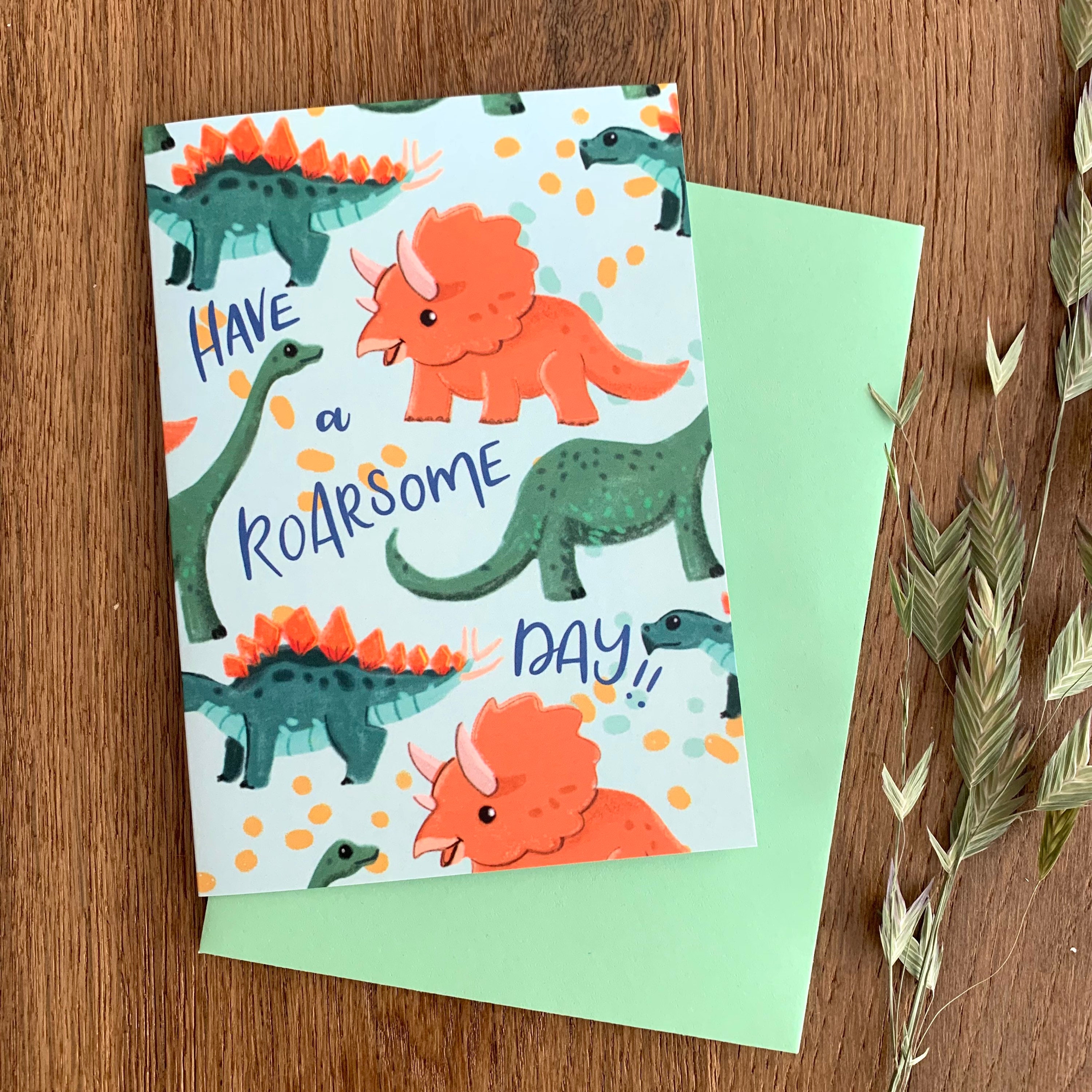 Personalised 'Have a Roarsome Birthday' Dinosaur Card - Bespoke Gifts