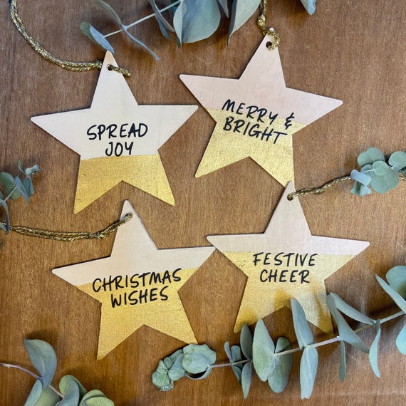 Off-white and Gold Star Christmas Tree Decorations