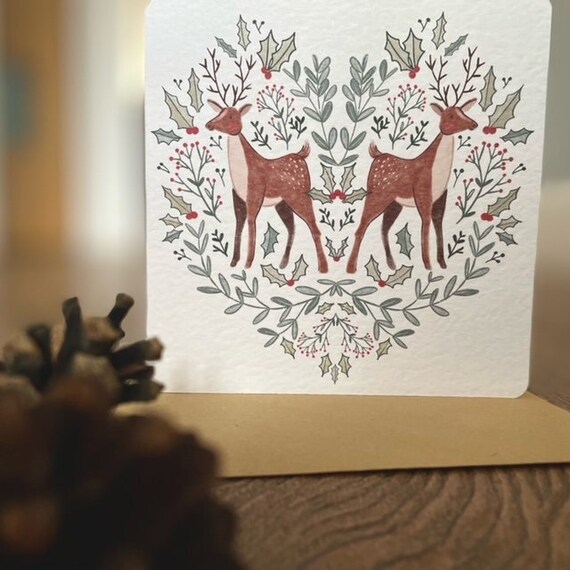 Folk Inspired Reindeer Christmas Card