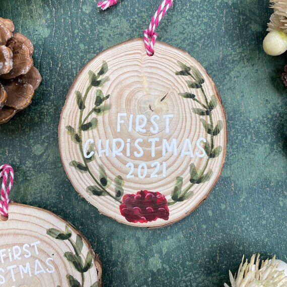 Personalised Baby’s First Christmas Wooden Bauble