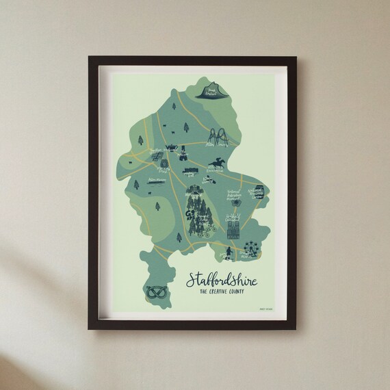 Illustrated map of Staffordshire as the Creative County