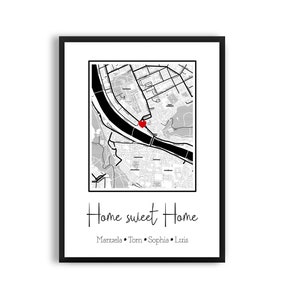map | home | where we met | custom map, graduation gift | our first home | birthday gifts for her