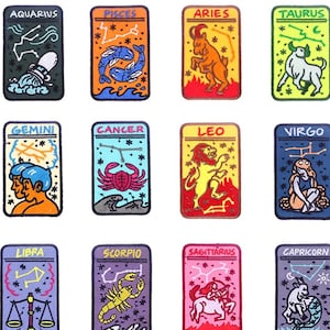 Patches Sternzeichen | Patch, Aufnäher Bügelbild für Kleidung oder Textilien | Vintage  Retro Patches - Star Sign