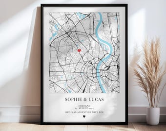 Carte personnalisée pour la Saint-Valentin, style vintage | Image du début de notre histoire | Poster cadeau de fiançailles pour lui et elle