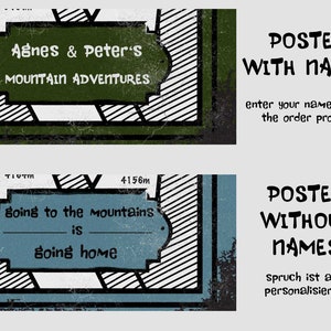 Póster Alpes de Berchtesgaden Las 50 montañas más altas | Imagen INCL. PEGATINAS para marcar las cimas | A3 420 x 297 mm Color: Marrón imagen 5