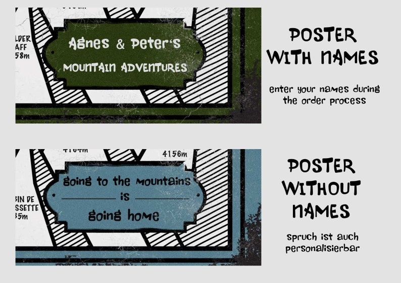 Póster Alpes de Berchtesgaden Las 50 montañas más altas | Imagen INCL. PEGATINAS para marcar las cimas | A3 420 x 297 mm Color: Marrón imagen 5