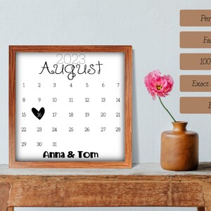 Mountiki® Kalender Bild anpassbar mit Datum mit Holz Rahmen Geschenk für Partner oder Eltern zum Jahrestag Hochzeitstag Jubiläum Bild 3