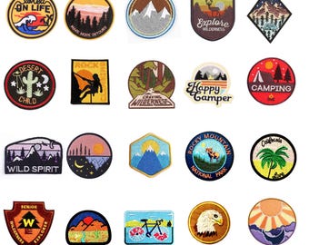 Iron-on patch | Outdoor mountain nature patches for clothing or textiles | Vintage retro patches