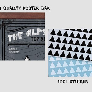 Póster Alpes de Berchtesgaden Las 50 montañas más altas | Imagen INCL. PEGATINAS para marcar las cimas | A3 420 x 297 mm Color: Marrón imagen 6