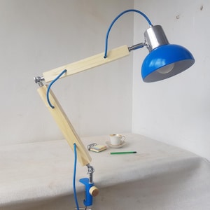Mulberry Wood Swing Arm Clamp Mount Desk Lamp