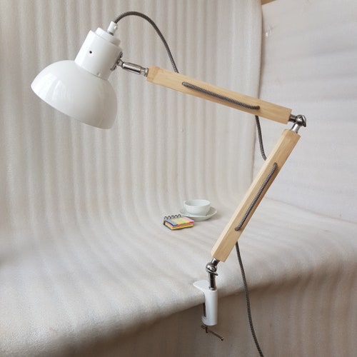 Swing Arm Lamp Wooden Clamp Lamp Architect Lamp Wood Light Etsy