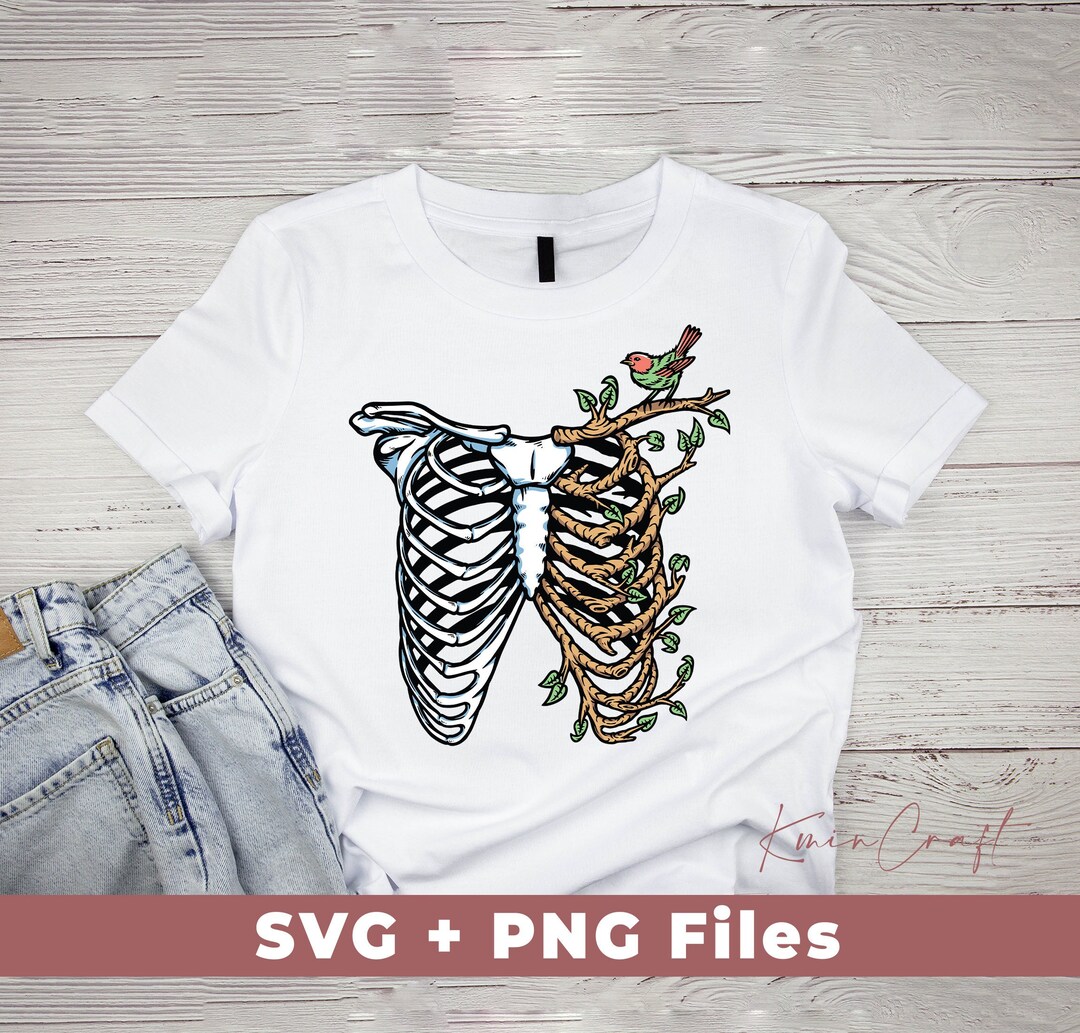 Rib Cage Svg Rib Cage and Tree Svg Bird on Rib Cage Svg Rib Etsy