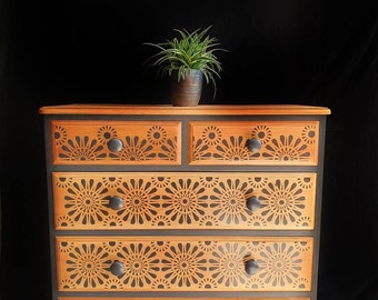 Wood Pine Chest Of Drawers Storage Boho Bedroom Unit