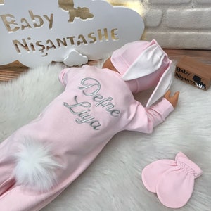 Personalized Embroidered bodysuit jumpsuit,Baby Girls Romper, Newborn Baby Shower Gift