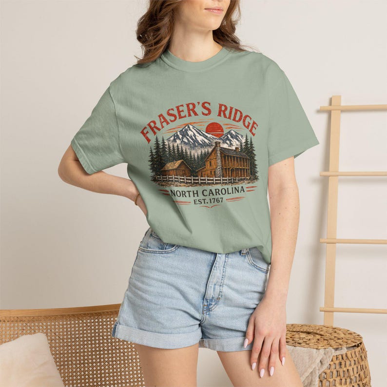 Fraser's Ridge North Carolina Cabin-T-shirt – vintage Mountain Romance-shirt afbeelding 1