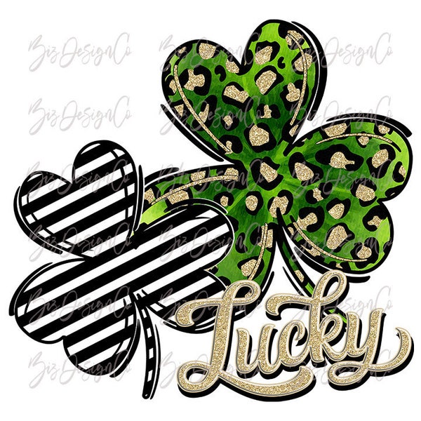 St patricks day sublimation png, st patricks day sublimation designs downloads, Gold leopard lucky clover png, st. patrick's day lucky png