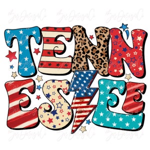Tennessee staat png, 4 juli png, TN Retro Leopard 4 juli bestanden voor sublimatie downloaden Patriottische shirt clipart, amerika staten